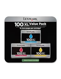Lexmark 100 X L High Yield Return Program Ink Cart Tri-Pack de color (Cian, Magenta, amarillo)