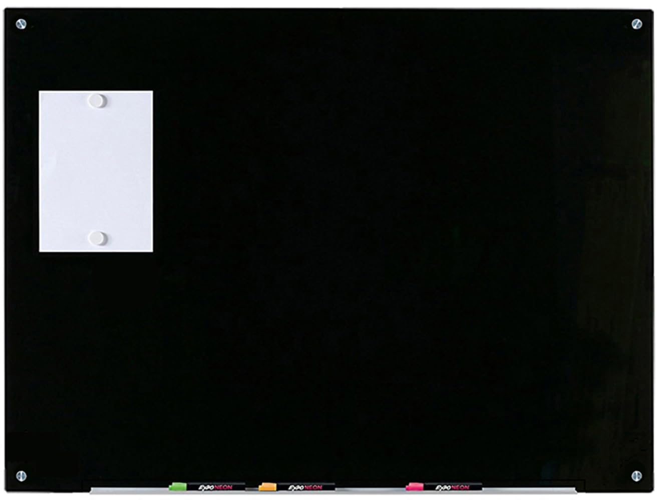 Photo 1 of Audio-Visual Direct Magnetic Black Glass Dry-Erase Board Set - 40" x 30" - Includes Magnets, Hardware & Marker Tray