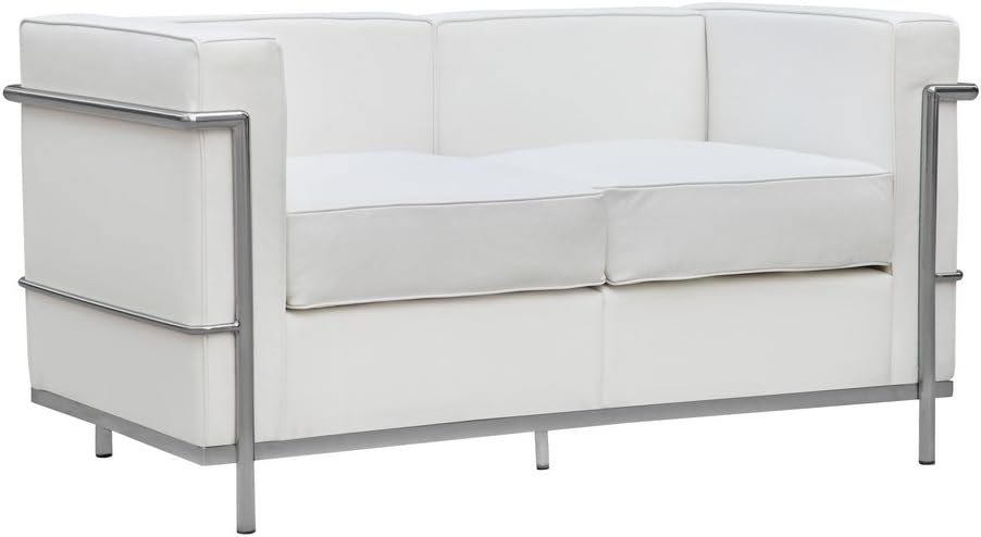 Amazon Com Modern Contemporary Loveseat White Leather Kitchen Dining