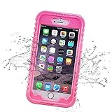 iPhone 6 Plus Waterproof Case, iThrough 20ft Underwater, Dust/Dirt/Snow/Shock Proof Case with Touched Transparent Screen, Heavy Duty Protective Carrying Cover Case for iPhone 6 Plus 5.5 inch (Pink-)