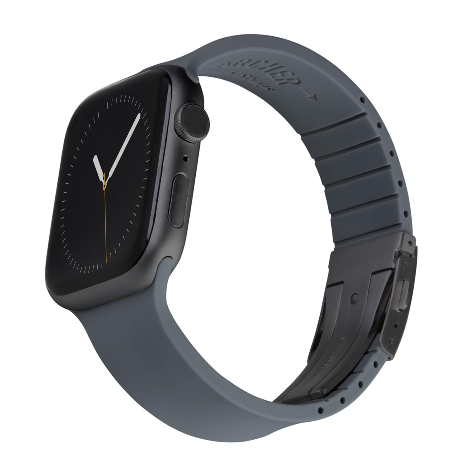 Archer Watch Straps - Custom Fit Silicone Straps for Apple Watch (Graphite, Gray Clasp, 44/45/46/49mm) โ image 1