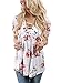 Sidefeel Women Floral Print Short Sleeve Lace-up Blouse Tops XX-Large White