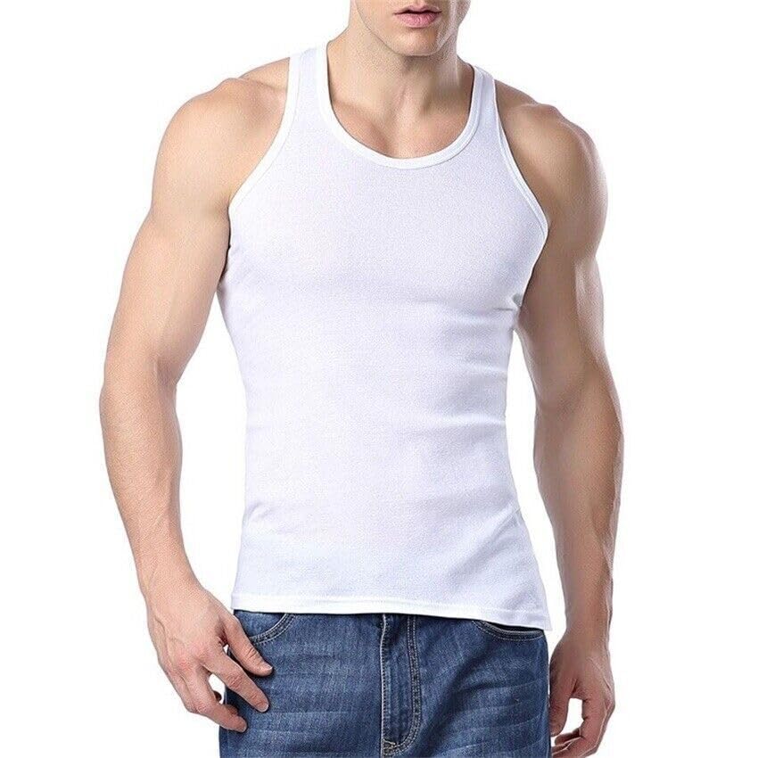 Photo 1 of Men's Undershirts (Pack of 6) - Soft Cotton Blend, Tag Less A-Shirt Crew Neck - Comfortable Fit (US, Alpha, XX-Large, Regular, Regular, 6 Pack White)