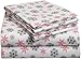Pointehaven Flannel 170 GSM Sheet Set,Queen Snow Flakes White