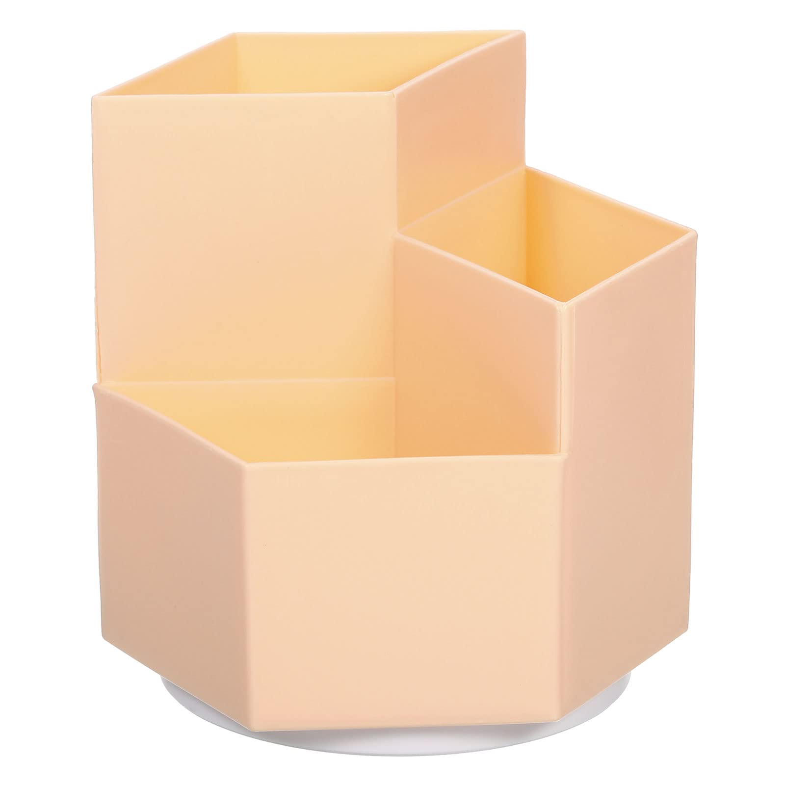 PATIKIL Pencil Holder Plastic 3 Slots 360 Degree Rotating Makeup Brush Desktop Organizer Pen Cup for Office Home, Pink