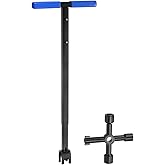 HARFINGTON Water Meter Key 37 Inch Adjustable Enforced Steel T-Handle Shut Off Wrench with 4-way Multi-Functional Utility Key