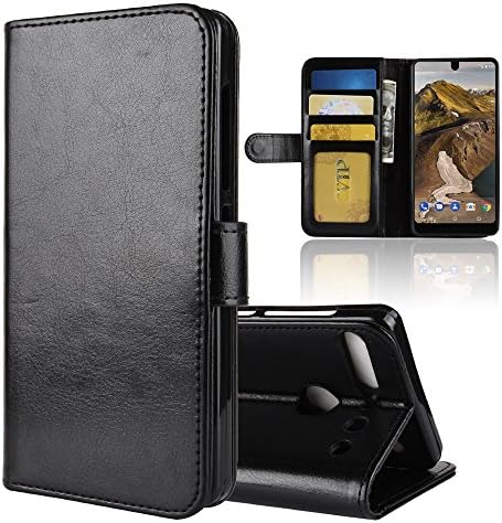 Pu Leather Flip Phone case for Essential Phone PH-1, Slim Series Wallet Case with Card Slots Shockproof Resistant Hybrid Protective Case Built In TPU Silicone Back Case Cover For Essential Phone PH-1 Black