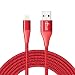 iBest - MFi Certified for iPhone Charger, Data Cable, Red, 6Ft Nylon Braided, USB Charging & Syncing Compatible with iPhone & iPad (Red, 6FT)