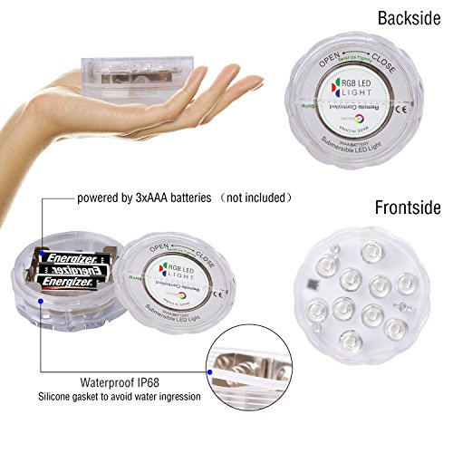 image for Slook Submersible LED Lights [4 Pack] Waterproof light Multi Color Bat