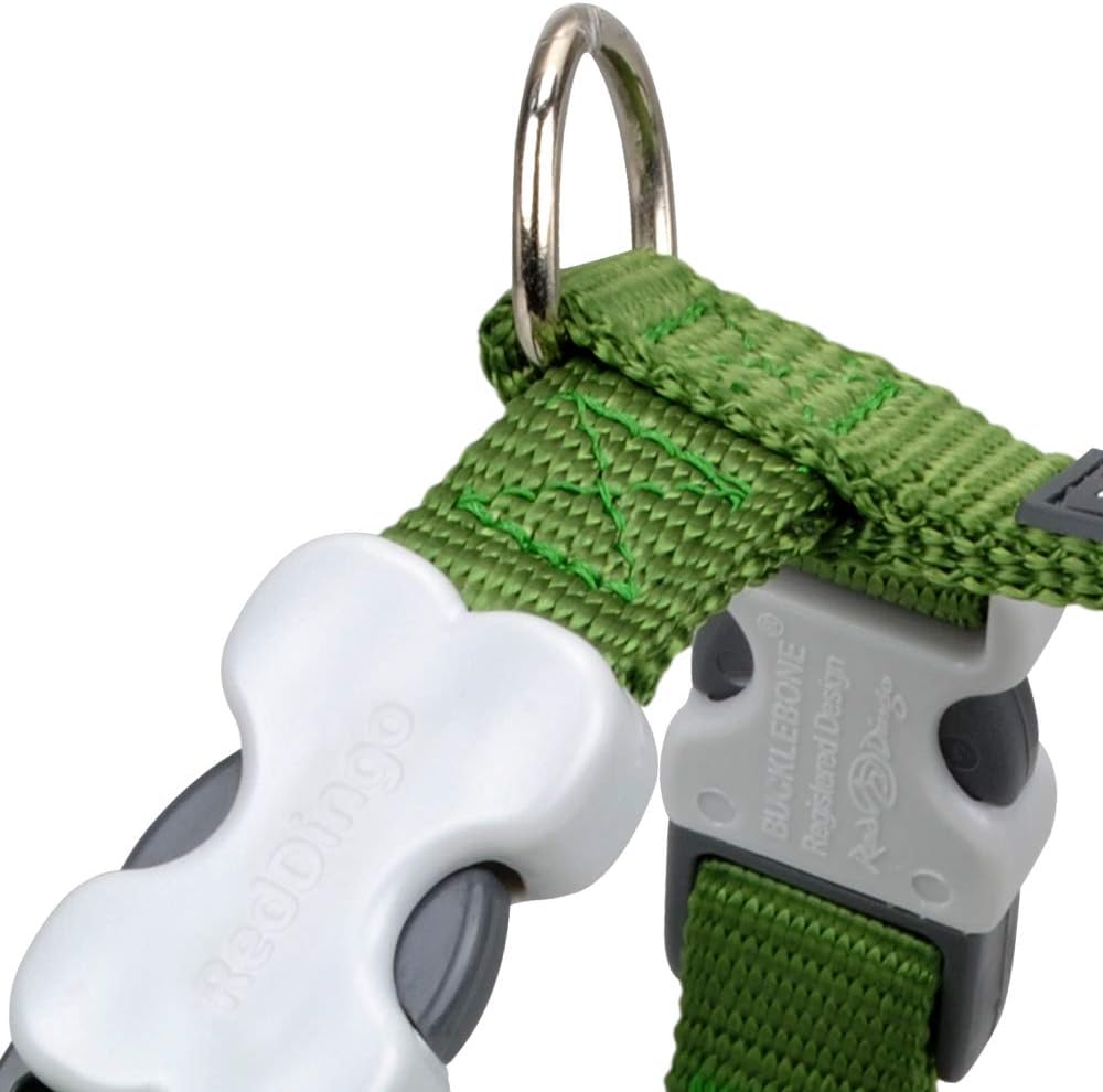 Red Dingo Classic Dog Harness Plain, Green, X-Small 12mm - Image 3