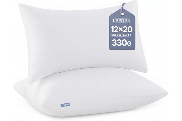 Leeden 12x20 Pillow Inserts Pack of 2, Fluffy Lumbar Throw Pillow Inserts, Soft Square Decorative Throw Pillows for Couch, So