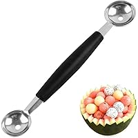 Double-Sided Fruit Melon Baller Spoon, 2 in 1 Stainless Steel Melon Ballers Melon Scoop for Watermelon Cantaloupe Ice Cream,1