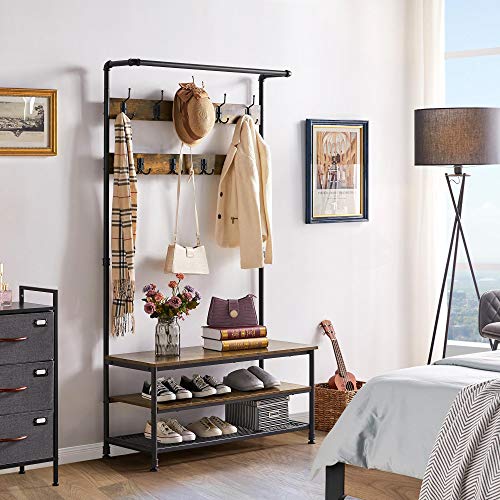 Yaheetech Hall Trees Coat Racks, 3in1 Entryway Coat Rack Shoe Bench