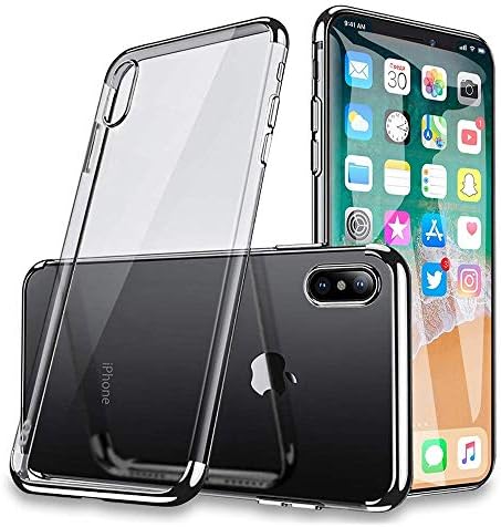 iPhone X Case,Electroplated Frame Clear Cell Phone Case,Ultra Slim TPU Gel Case for iPhone X,5.8 inch(Silver)