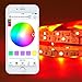 Flux Smart LED Light Strip Kit - Smartphone Controlled Color Changing Bluetooth Tape Lights for Bedroom, Kitchen Under Cabinet and TV Bias Lighting - Non Waterproof 12v, 16.4ft(5M) with Self Adhesive