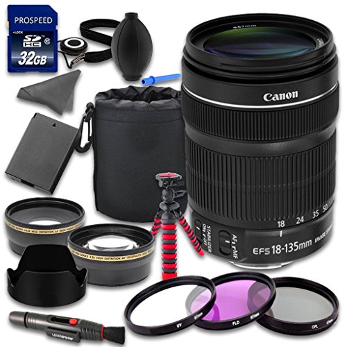 Canon EOS Rebel T5 T6 DSLR Camera Accessories Kit with Canon EF-S 18-135mm f/3.5-5.6 IS STM Lens + 2.2x Telephoto Lens + 0.43x Wideangle Lens + Lens Bag + Extra Battery + 3 PC Filter Kit + Tripod