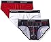 2(x)ist Men's 3-Pack Cotton Stretch No-Show Brief, Plaid/Scotts Red/White, Large