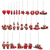 Juvale 27-Pack of Christmas Tree Decorations - Hanging Wooden Decorations, Ornate Crafted Christmas Ornaments, Festive Embellishments, Assorted Designs