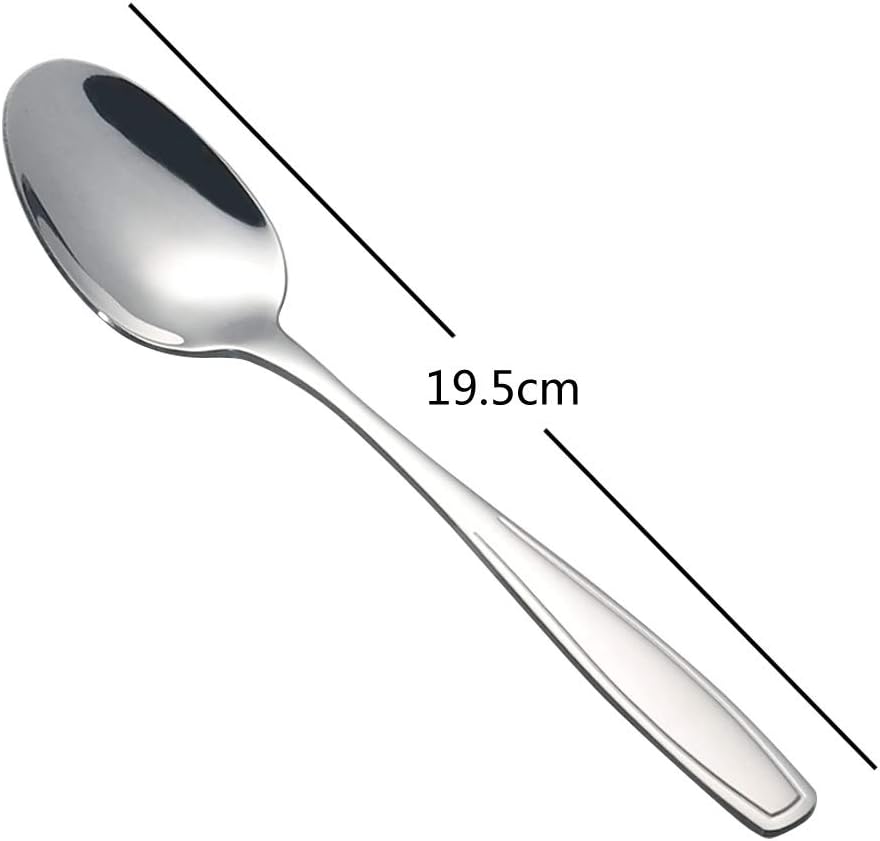 Annkky 12 Pieces Stainless Steel Table Dinner Spoon Set, Silver - Image 3