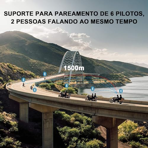 Intercomunicador Capacete (2 Unidades), Bidirecional, 1500M, Intercomunicador V6 Plus, Comunicador Capacete Moto, Para Sistema de Comunicação para Esqui, Motocross