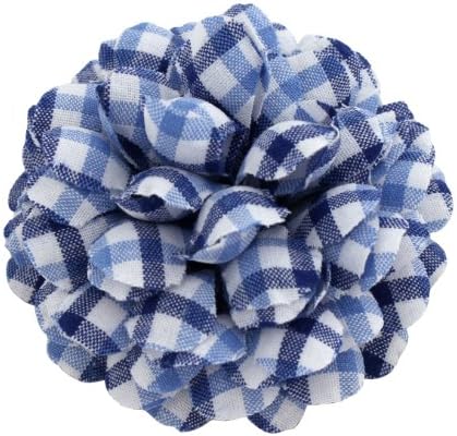 Sara Monica Men's 2" (5cm) Blue Plaid Boutonniere (Lapel Pin) : Made in the USA