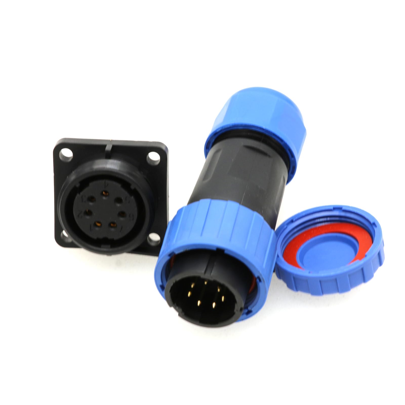 TY20 Screw Connection 2-7-Pin Back Nut/Flange/Docking/Square Cable Connector (7-Pin 5A, Square Series) — image 1