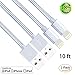 ZTeanok Braided Cord Nylon Charger for iPhone 7/7 Plus/6/6 Plus/6S/6S Plus, SE/5S/5, iPad, iPod Nano 7-10' (3 m) - Silver White - 2 Piece