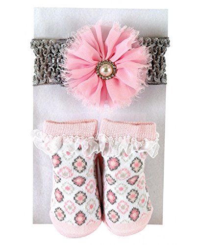 Stephan Baby Diamond Flower Girl Headband & Sock Set, 6-12 Months