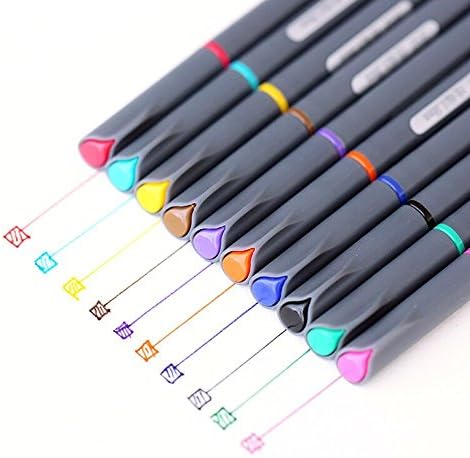 Miniease Fineliner Color Pen Set, 0.38mm Colored Fine Liner Sketch Drawing Pen, Porous Fine Point Markers Perfect for Coloring Book, Pack of 10 Assorted Colors