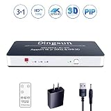 3 Port HDMI Switch, HDMI Switch, HDMI Switch with PIP Remote, HDMI Switch Box Support 4K, 3D, Compatible for Xbox One, Roku, PS4, Fire TV Stick and More (3 in 1 Out HDMI Switch with PIP)