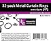 UltimateGifts 1-Inch Matte Metal Curtain Rings with Clips, 32-Pack, Black 