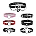 Gothic 90s Grunge Punk Rock Spike Studded PU Leather Collar Heart Choker Necklace