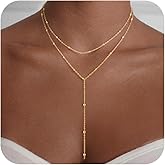 VIROMY Gold Long Y Necklaces for Women Trendy - Dainty Lariat Chain Drop Pendant Necklace for Women Gold Statement Jewelry