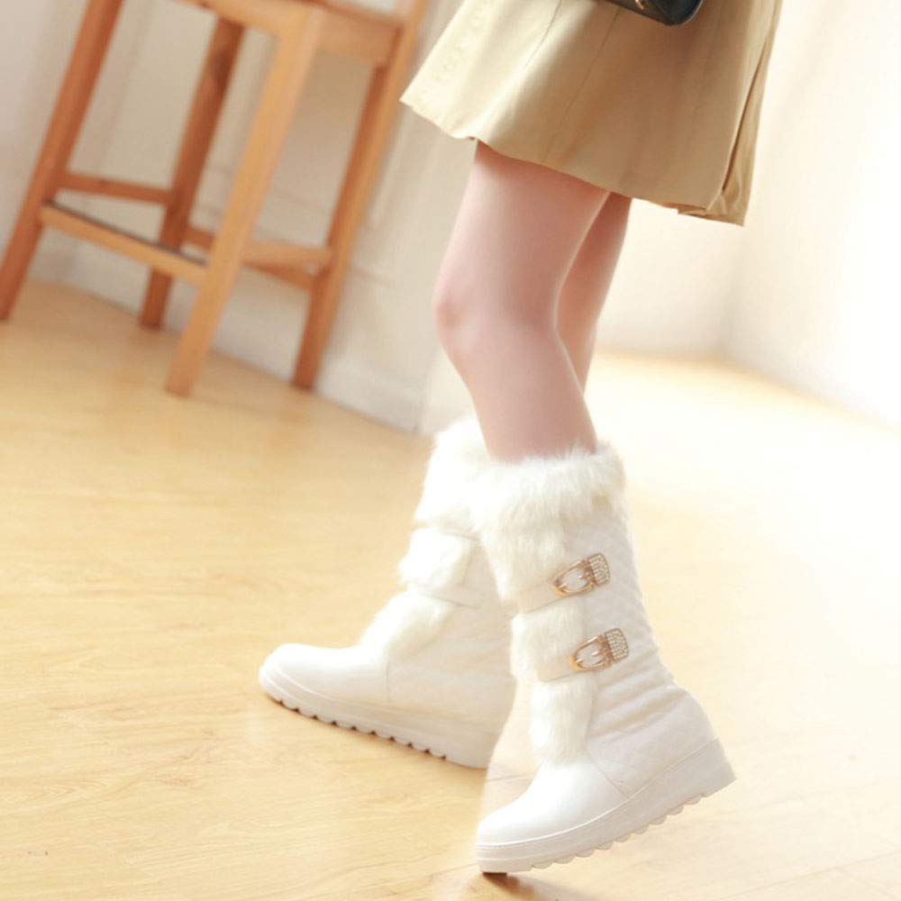 CularAcci Women Comfort Low Heel Snow Boots MidCalf