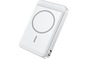 golioklsy Portable Charger,10000mAh Power Bank with Type-C 20W PD Fast Charging, Lightweight and Slim Wireless Portable Charger, LED Display for Magsafe Battery Pack for iPhone 16/15/14/13/12, White