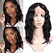 WIGNEE Lace Front Natural Wave Wigs Middle Part Brazilian Human Hair Wave Wigs Natural Black Color (12 Inch)