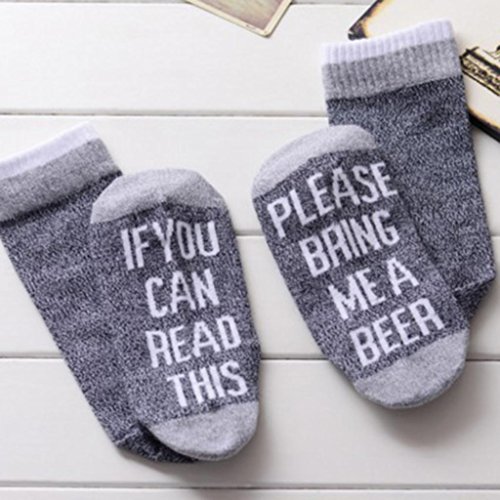 Kintaz Women's Gray Cotton Funny Crew Socks Novelty Funky Cute Game Wine Party Hosiery - Thumbnail 3