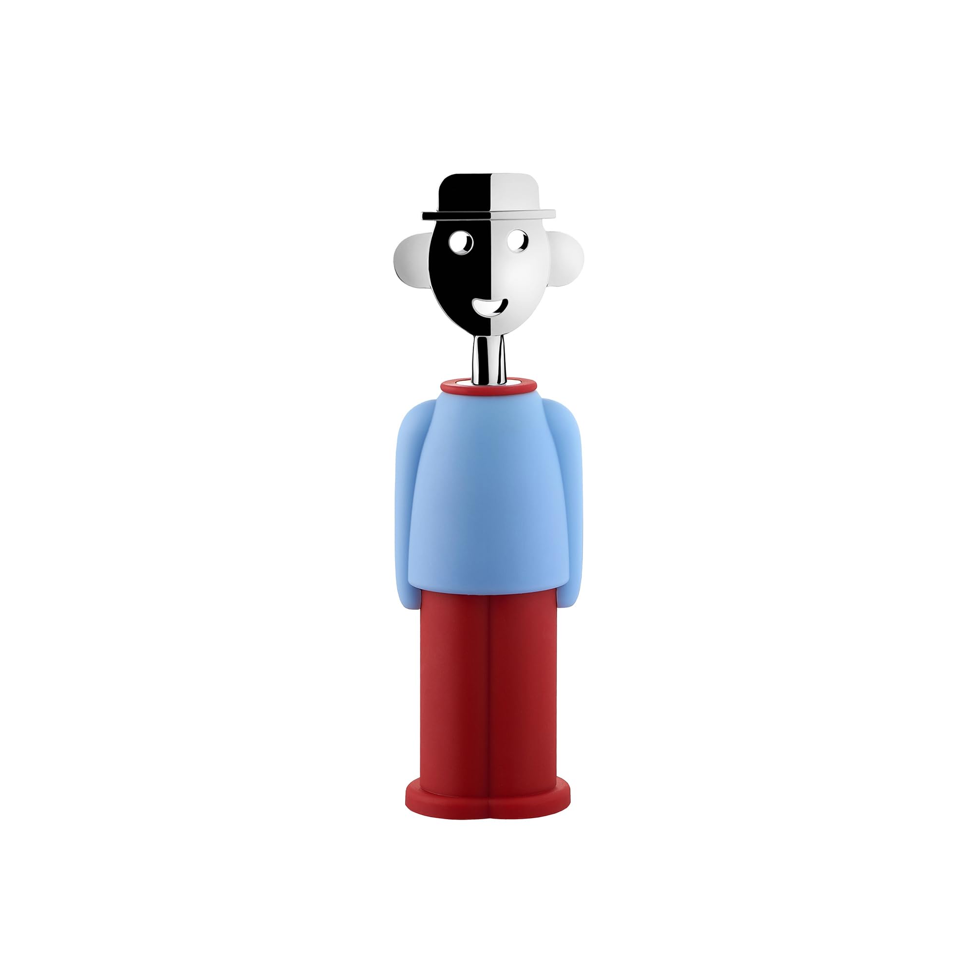 Alessi Alessandro M. AM23 LAZR - Design Corkscrew, in Thermoplastic Resin and Chrome-Plated Zamak, Blue and Red