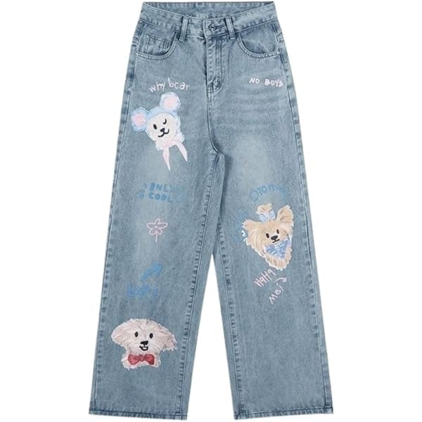 Y2k Jeans Patchwork Jeans for Women Girls, Aesthetic 80s