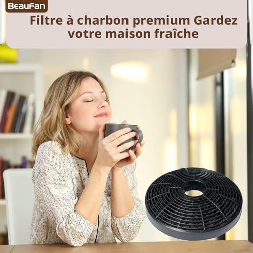 Beaufan CBCF002 Activated Carbon Filter Compatible with CIARRA CBCS6201, CBCB6201, CBCB6736C, CBCS6906D, CBCB6906D, CBCS9201, CBCB9201 (Pack of 4)