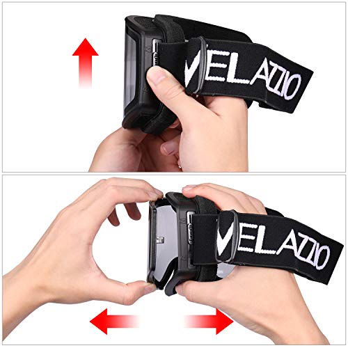 VELAZZIO OTG Ski Goggles, Snowboard Goggles - Double Layer Interchangeable Lens, UV Protection, Anti-Fog, Snow Goggles for Men & Women (Black Frame/Transparent Lens (VLT 83%)) - Thumbnail 4