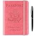 HerriaT Passport Holder Cover Case RFID Blocking Travel Wallet Card Case for Women Man(Pink)