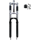 CDHPOWER Bicycle Black Fork 26" and 1 1/8" Headset Combo- Triple Tree Suspension Fork w/Double Shoulder-Gas Motorized Bike