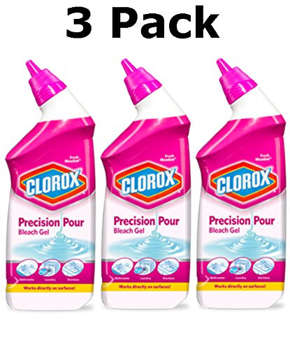 Clorox Precision Pour HE Bleach Gel for Laundry, Fresh Meadow Scent, 24 Ounce (3 Pack)