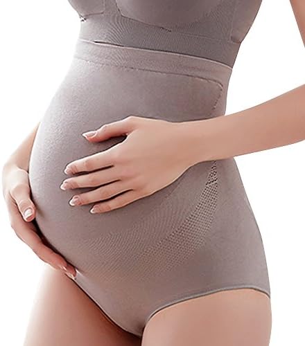 MLIIZYKKI Pregnant Woman's Bamboo Fiber Ultra High Waist Superelastic Maternity Underwear, Pregnant Panties Briefs Pink Grey Beige. (Grey, Medium)