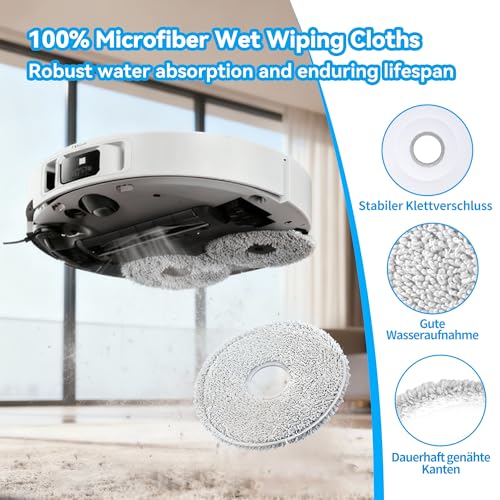 Dreame L10s Ultra Gen 2 Cloths for Dreame L10s Ultra/L20 Ultra/L10s Pro Ultra Heat, Robot Vacuum Cleaner Accessories, Reusable and Washable