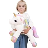 FFxiong 24 Inch Big Unicorn Stuffed Animal Plush Toy Pillow, Cute Soft Giant Unicorn with Rainbow Wings Large Doll, Gift for Children Girls Boys Kids Valentine Birthday Christmas
