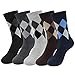 Ordenado 5 Pairs Men Dress Socks Cotton Argyle Assorted Colors Socks For Business Casual