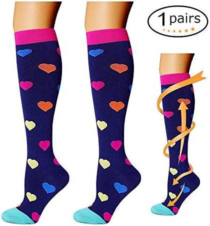 Hezwell Compression Socks, Graduated Compression 15-20 mmHg is Best Fit for Running, Nurses, Flight Travel Maternity Pregnancy - Boost Stamina, Circulation, Recovery