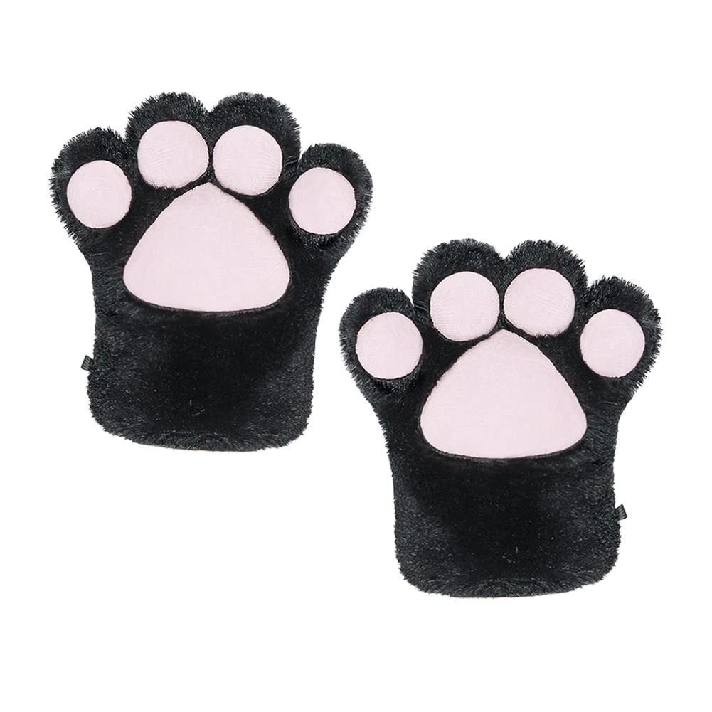 HKSICHENGKEJIUK Plush Cat Paw Gloves Cute Cat Bear Dog Claws Gloves Winter Warm Cartoon Animal Mittens Full Finger Thermal Hand Warmer Halloween Christmas Cosplay Party Costume Handwear for Adults
